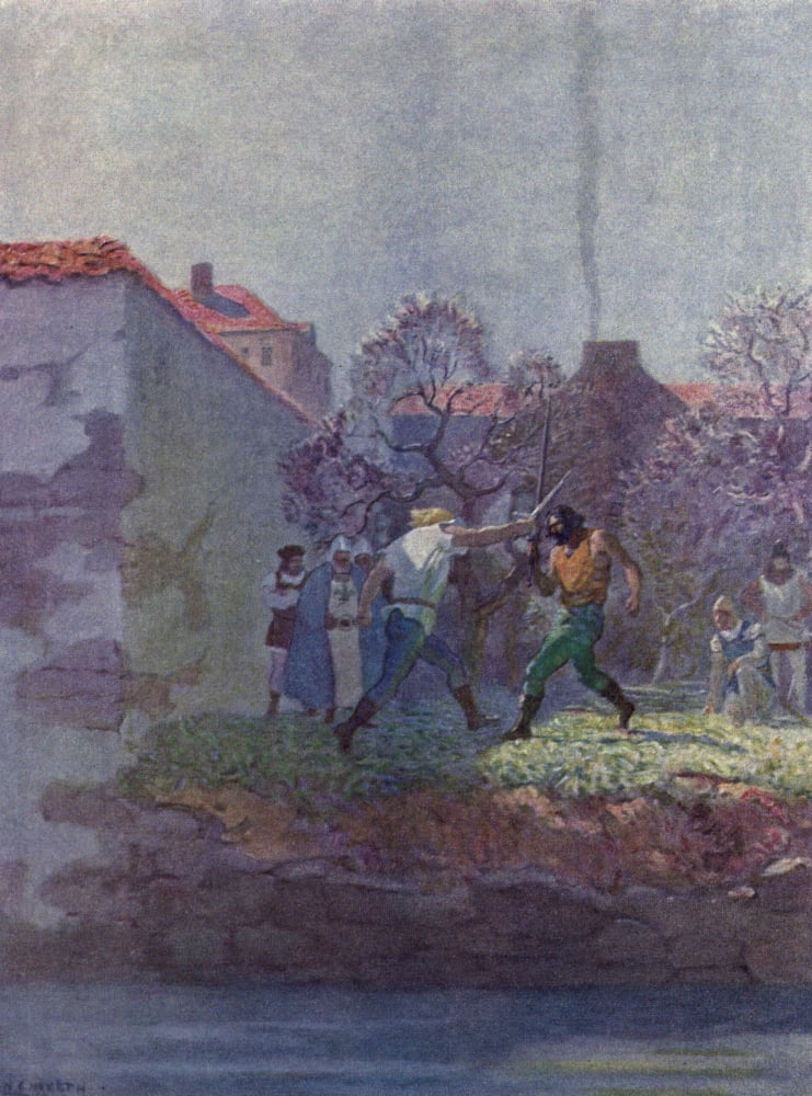 White Company 1922 Alleyne fights Canvas Art - Newell C Wyeth (18 x 24)