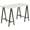 thumbnail image 1 of White Computer Desk with Brown Metal Frame, 1 of 1
