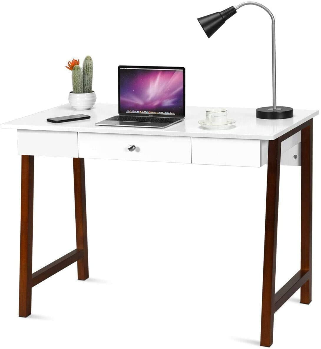 Sogesfurniture Modern Writing Desk With 3 Drawers – 43.3" Computer Desk, Makeup Vanity, Home Office Study Table