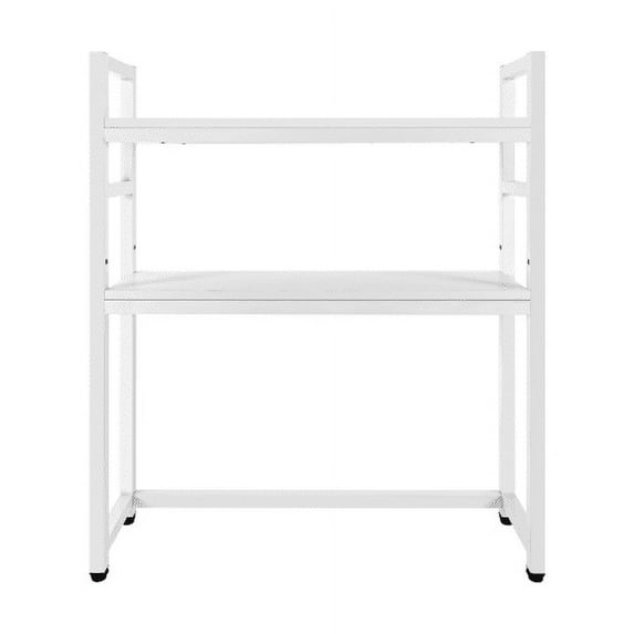 White Computer Desktop Bookcase 2 Tiers Hutch Display Shelf for Home Office