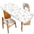thumbnail image 1 of White Conch Coastal Table Cloths for 8 Foot Rectangle Tables, Nautical Summer Beach Ocean Sea Patio Waterproof Elastic Fitted Tablecloths, Washable Rectangular Table Cover for Camping, 1 of 8