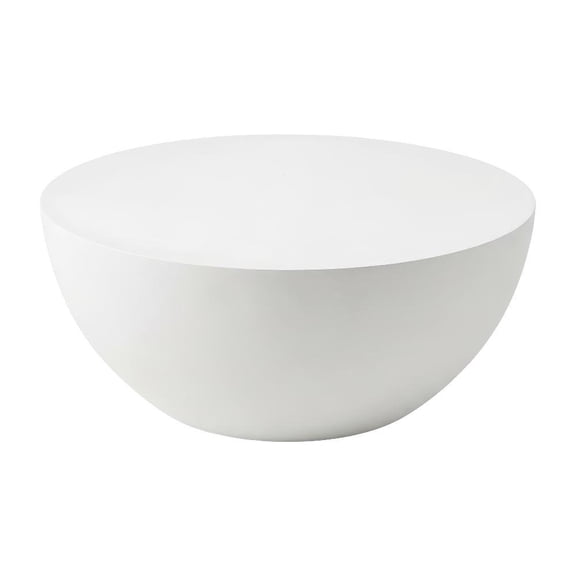 White Concrete Round Coffee Table with Modern Design and Solid Construction