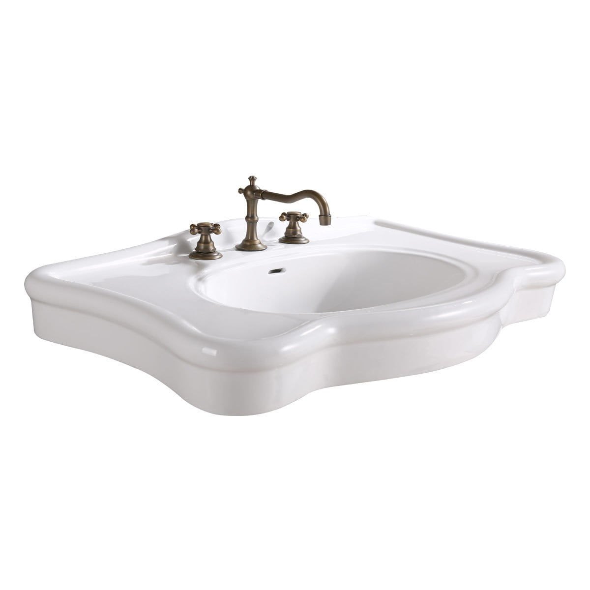 Deluxe White Porcelain Console Bathroom Sink with Overflow