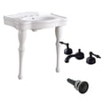 thumbnail image 1 of White Console Sink Combo - Basin, Two Spindle Legs w/Black 8" Faucet Bathroom Sink Tap| Renovators Supply, 1 of 4