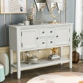 thumbnail image 1 of White Console Table with 2 Cabinets and Bottom Shelf, SEGMART 46''x15''x34'' Entryway Table with 4 Storage Drawers, Accent Buffet Sideboard Desk Table w/ Solid Wood Frame for Kitchen, 99lbs, SS1557, 1 of 9