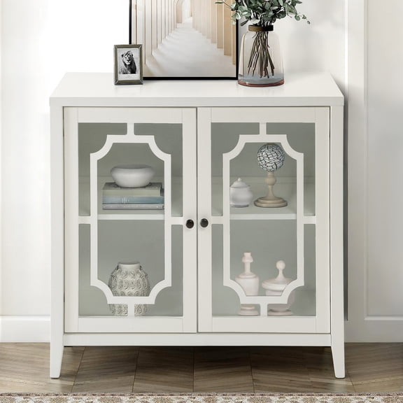 White Console Table With Classy Design - 2 Doors & Elegant For Home Decor Long-lasting