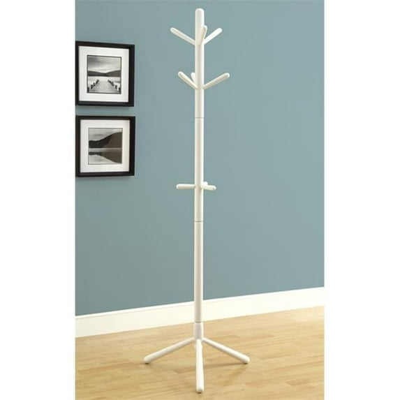 White Contemporary Solid Wood Coat Rack