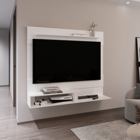 White & Contemporary - Stylish TV Placement in Main Living Space