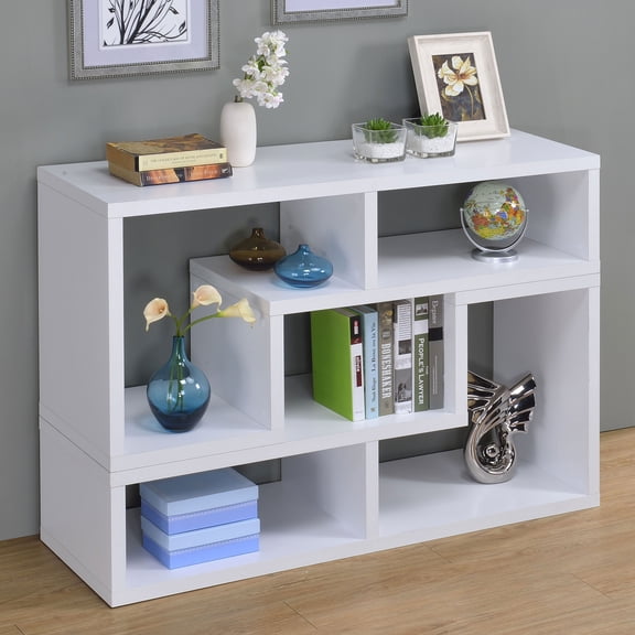 White Convertable Bookcase Mdf, for Home Office Weight: 88 lbs MDF, particle board, and laminate