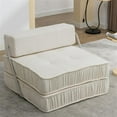 White Convertible Folding Sofa Bed with Removable Back Cushion for
