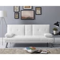 thumbnail image 1 of White Convertible Futon Sofa, Modern Reclining Black Sleeper Sofa, Faux Leather Futon Sofa Bed with Armrest and Cupholders, 1 of 10