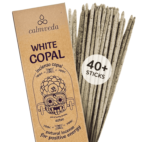 White Copal Incense Sticks - (40+ Sticks) Natural Resin & Uses Upcycled Flowers