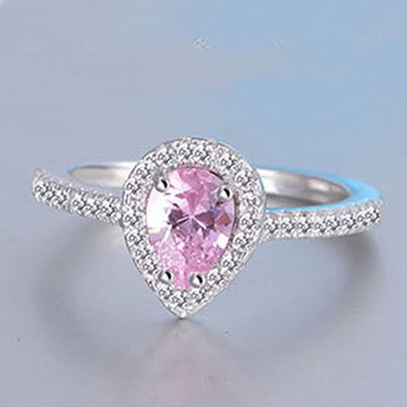 White Copper Teardrop Diamond Ring With White Gold Plated Center Diamond Ring Set For Women Elegant Jewelry Gift
