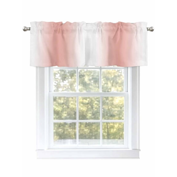 White Coral Red Gradient Curtain Valances for Windows, Ombre Texture Window Valances, Window Treatment Rod Pocket Valance Curtains for Living Room/Kitchen/Bedroom/Bathroom, 54x18inch
