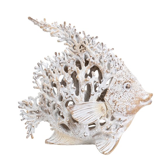 White Coral Reef Polyresin Angelfish Sculpture