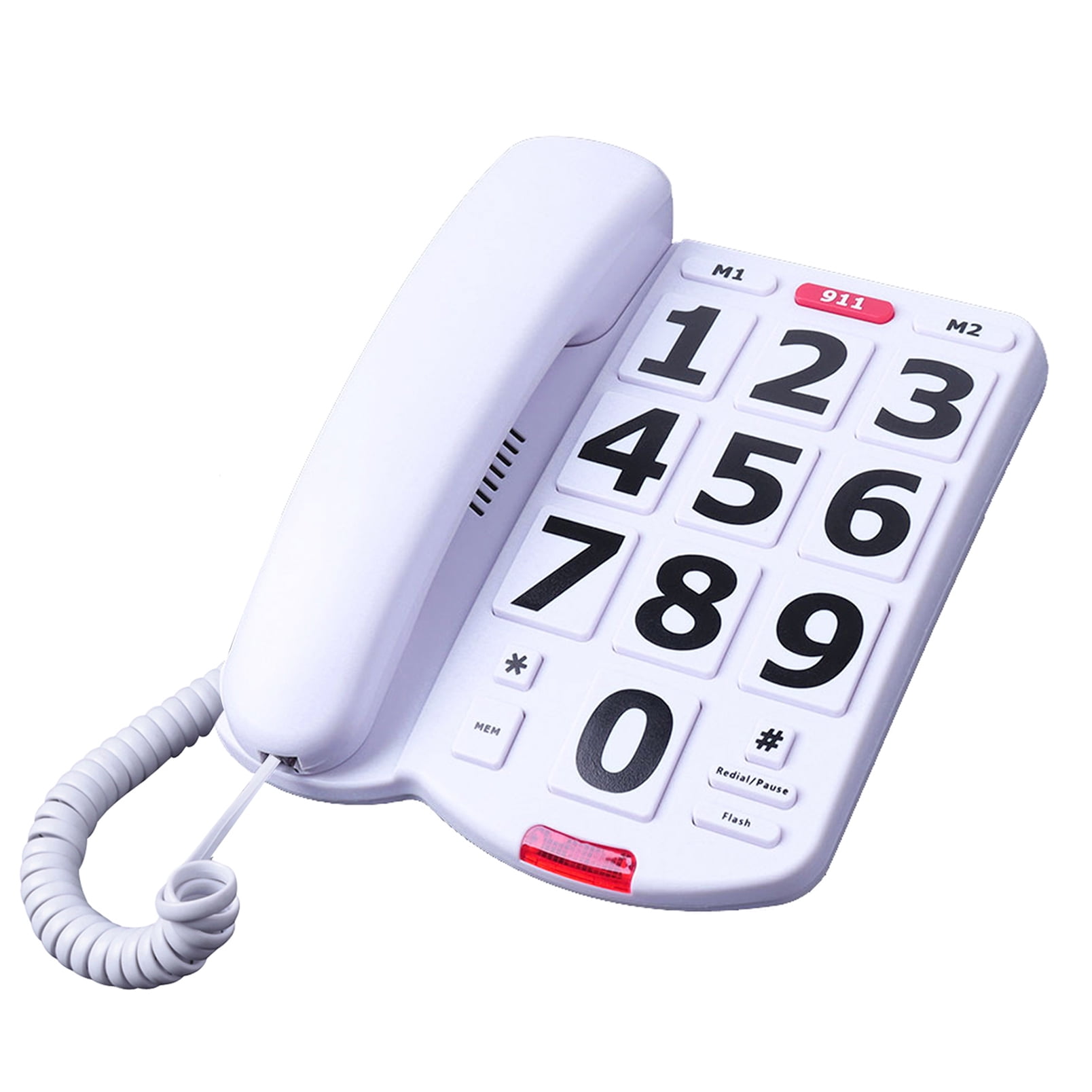 White Corded Big Button Landline Phones for Seniors Home, Single Line