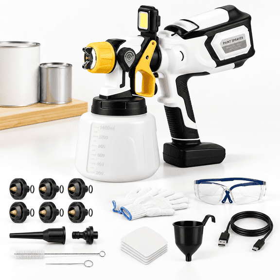White Cordless Paint Sprayer, 1400ml Capacity, Compatible with 20V Max