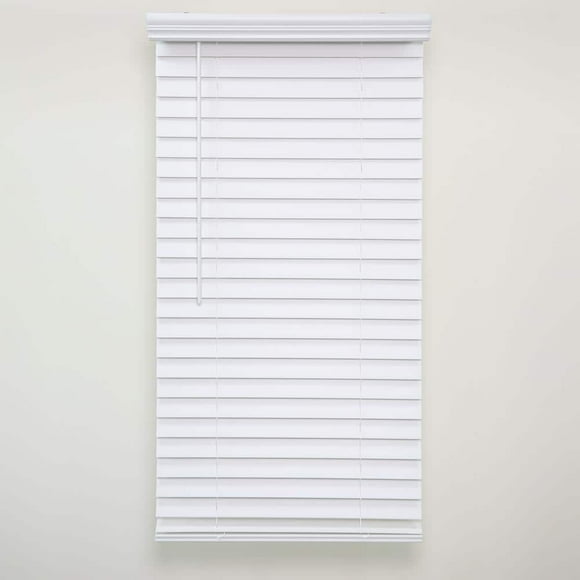 White Cordless Room Darkening Venetian Faux Wood Blinds with 2 in. Slats - 70 in. W x 64 in. L