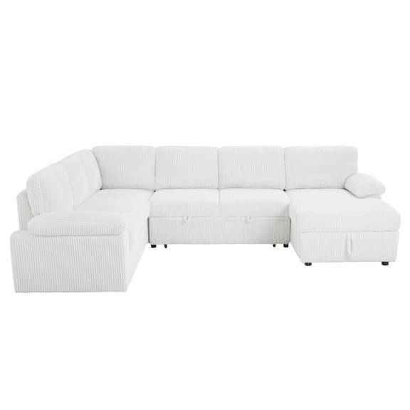 White Corduroy - Modular Free Combination - Home Apartment Office - Comfortable Deep Seating Storage Sofa