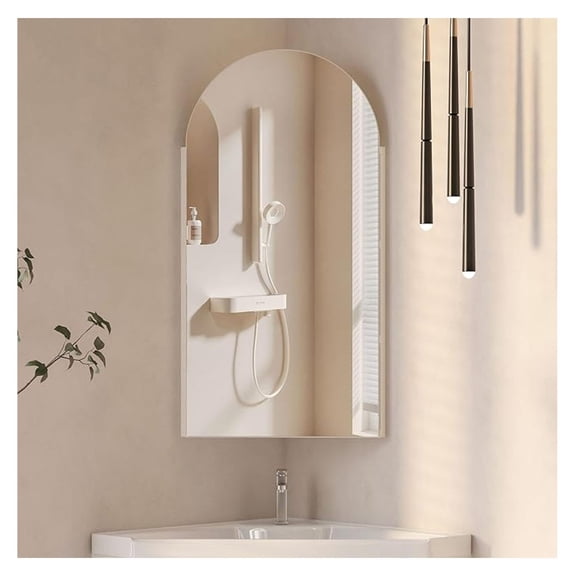 White Corner Medicine Cabinet with Mirror,Arch Medicine Cabinet Wall Mounted for Small Space,Corner Bathroom Cabinet Wall Mounted,Arched Mirror Cabinets for Bathroom,16x31