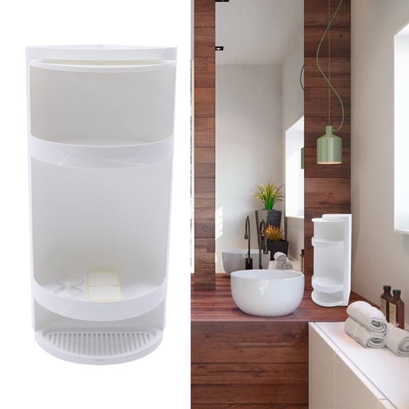 White Corner Shelf 360 Rotating Triangle Rack Bathroom Storage Holder Organizer White for Bedrooms