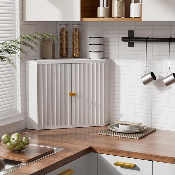 White Corner bread box for kitchen countertop, Large Bread White Bread Box, Vintage corner bread box for kitchen countertop, Under Cabinet Organizer fluted