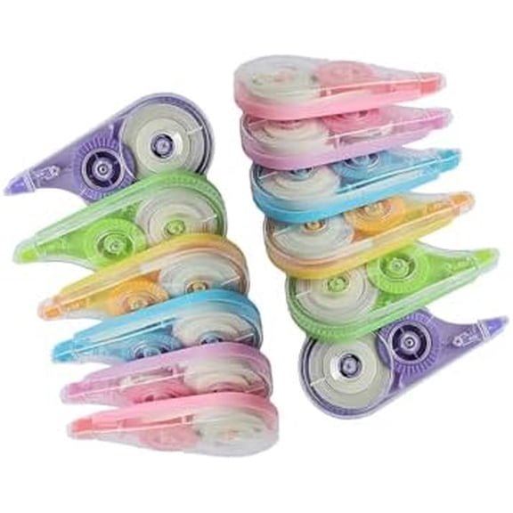White Correction Tape with Dispenser,12-Count Pack,39.4ft, Easy Use Roller Applicator, Instant Dry, Fast, Clean and Tear-Resistant Tape ,Smooth Precise Corrections Tape for School,Office and Home