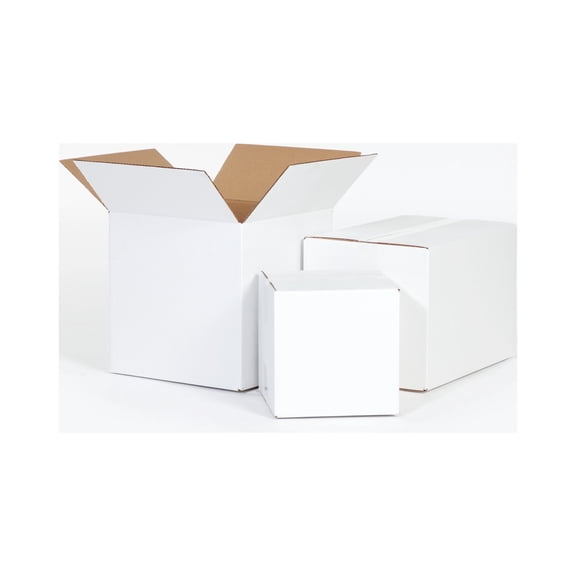 Corrugated Cardboard Box White 12 x 10 x 10 ECT 32 for Shipping, Mailing, Storage, Ships Flat [Pack of 25]
