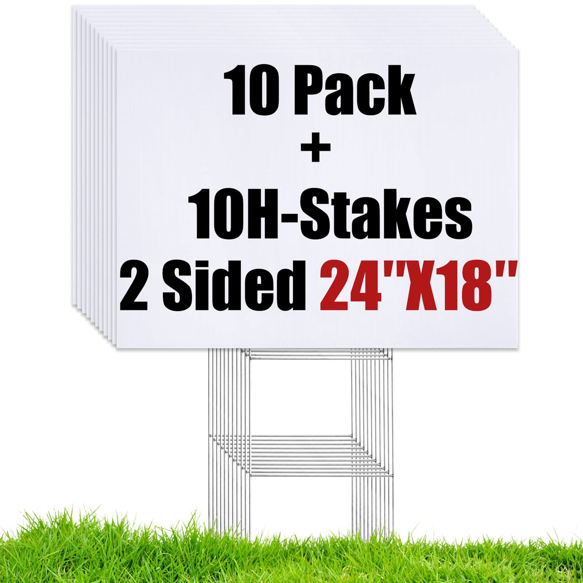 White Corrugated Plastic Yard Signs,10Pack18x24"Waterproof DIY Lawn Signs,Reusable Wind-Proof Outdoor Signs for Garage Sales,Real Estate Open Houses,Wedding Entrances,Birthday Parties, White