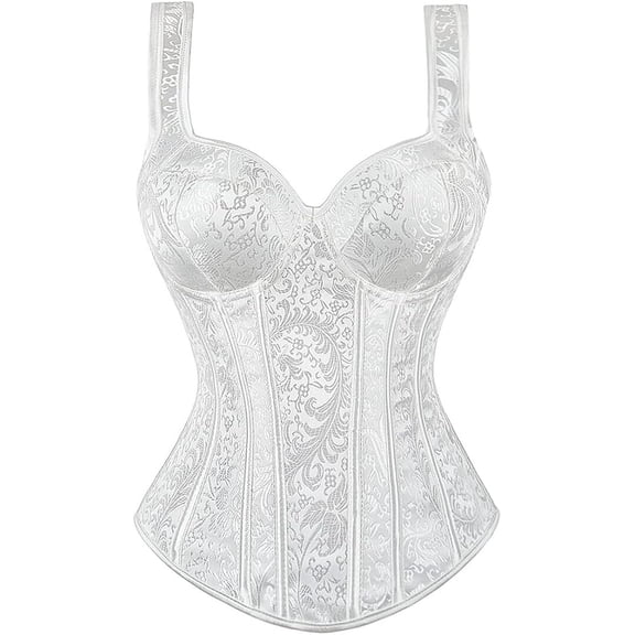White Corset with Straps Women Lingerie Bustier Zipper Plus Size Ladies Basques XS