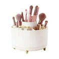 thumbnail image 1 of White Cosmetic Organizer with Gold Accents, Rotating Divided Compartment for Makeup, Vanity, Desktop, 1 of 5