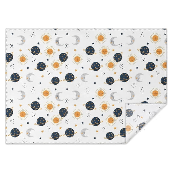 White Cosmic Pattern Rectangle Tablecloth 60"x84",Waterproof Polyester Rectangle Table Cloth, Wipeable Spillproof Polyester Tablecloth for Dining, Camping, Indoor and Outdoor