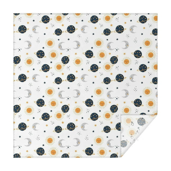 White Cosmic Pattern Square Tablecloth,Waterproof Square Table Cover,Wipeable Spillproof Washable Table Cover for Home Kitchen Party Decor 42"X42"(107x107cm)