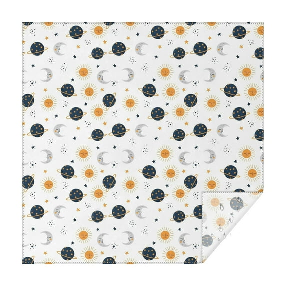 White Cosmic Pattern Square Tablecloth,Waterproof Square Table Cover,Wipeable Spillproof Washable Table Cover for Home Kitchen Party Decor 42"X42"(107x107cm)