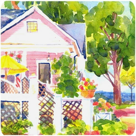 White Cottage At The Beach Foam Coasters - Set 4