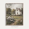 thumbnail image 1 of White Cottage With Hydrangea Garden, Wall Art, Spring Countryside,2787_V Home Decor, 16x24 UNFRAMED, 1 of 3
