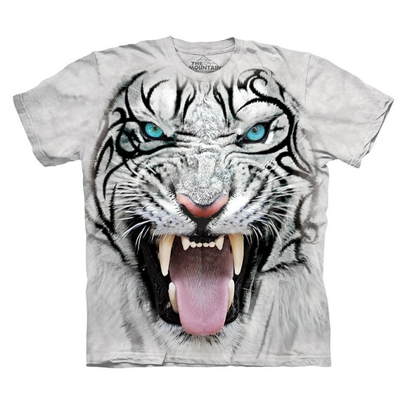 White Cotton Big Face Tribal Tiger Novelty Parody Adult T-Shirt