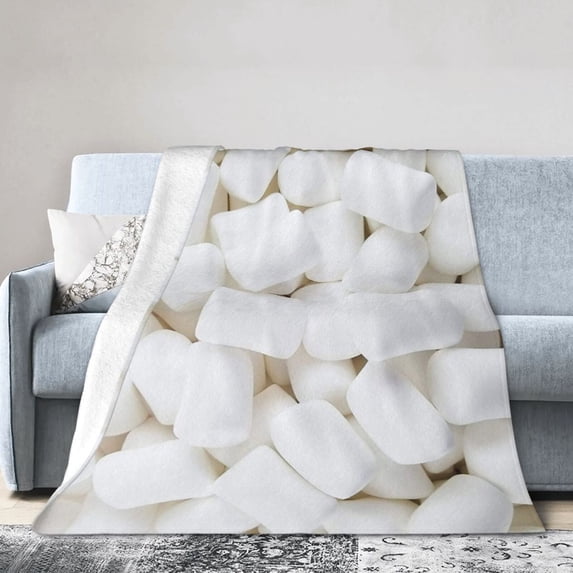 White Cotton Candy Blanket Gifts For Kids Adults - Lightweight Throw Blanket For Bedroom Living Room Decor Soft Fuzzy Fleece Cozy Plush Bed Couch 40"X30"