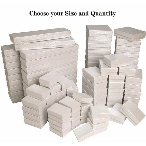 888 Display USA Removable Lid Gift Giving Jewelry Boxes, 2 1/8" x 1 5/8" x 3/4"H, White