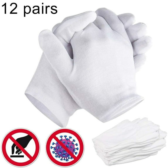 White Cotton Gloves - Breathable & Protective Work, Jewelry & Exam Gloves For Women With Eczema, Dry Hands, Serving, Archives, Coin Collection