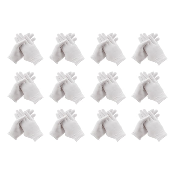 White Cotton Gloves for Dry Hands Moisturizing Eczema Overnight, Men and Women Stretchable Cloth SPA Gloves Costume for Coin Jewelry Inspection, Art Handling, Halloween