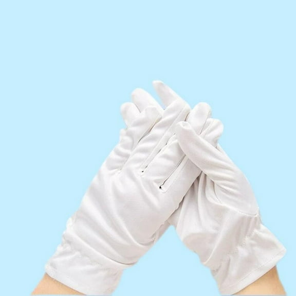 White Cotton Gloves Dry Hands, White Gloves Soft Stretchy Working Gloves Coin Jewelry Silver Inspection, Stretchable Lining Reusable Mittens for Women Men