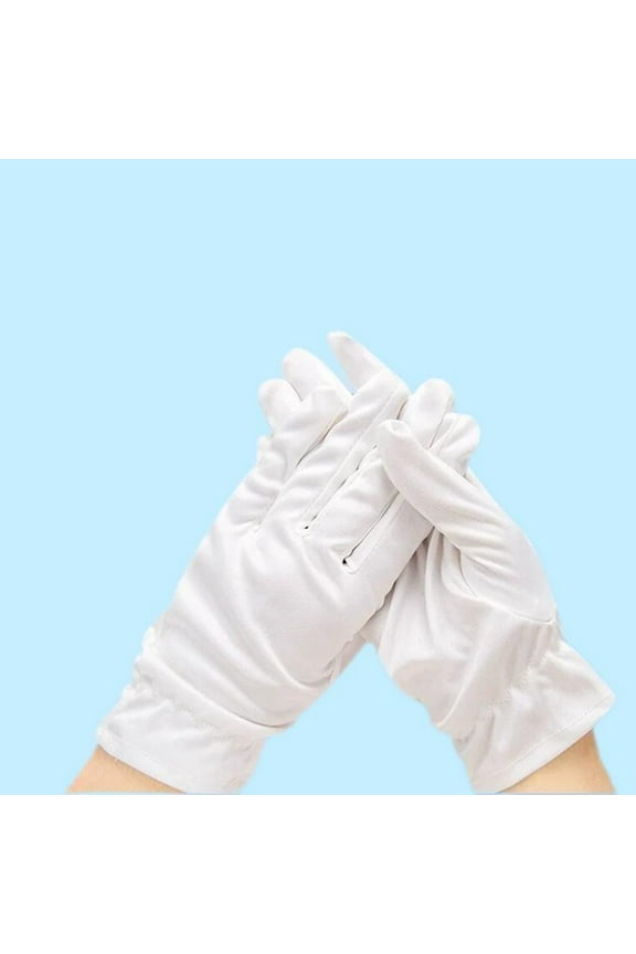 White Cotton Gloves Dry Hands, White Gloves Soft Stretchy Working Gloves Coin Jewelry Silver Inspection, Stretchable Lining Reusable Mittens for Women Men