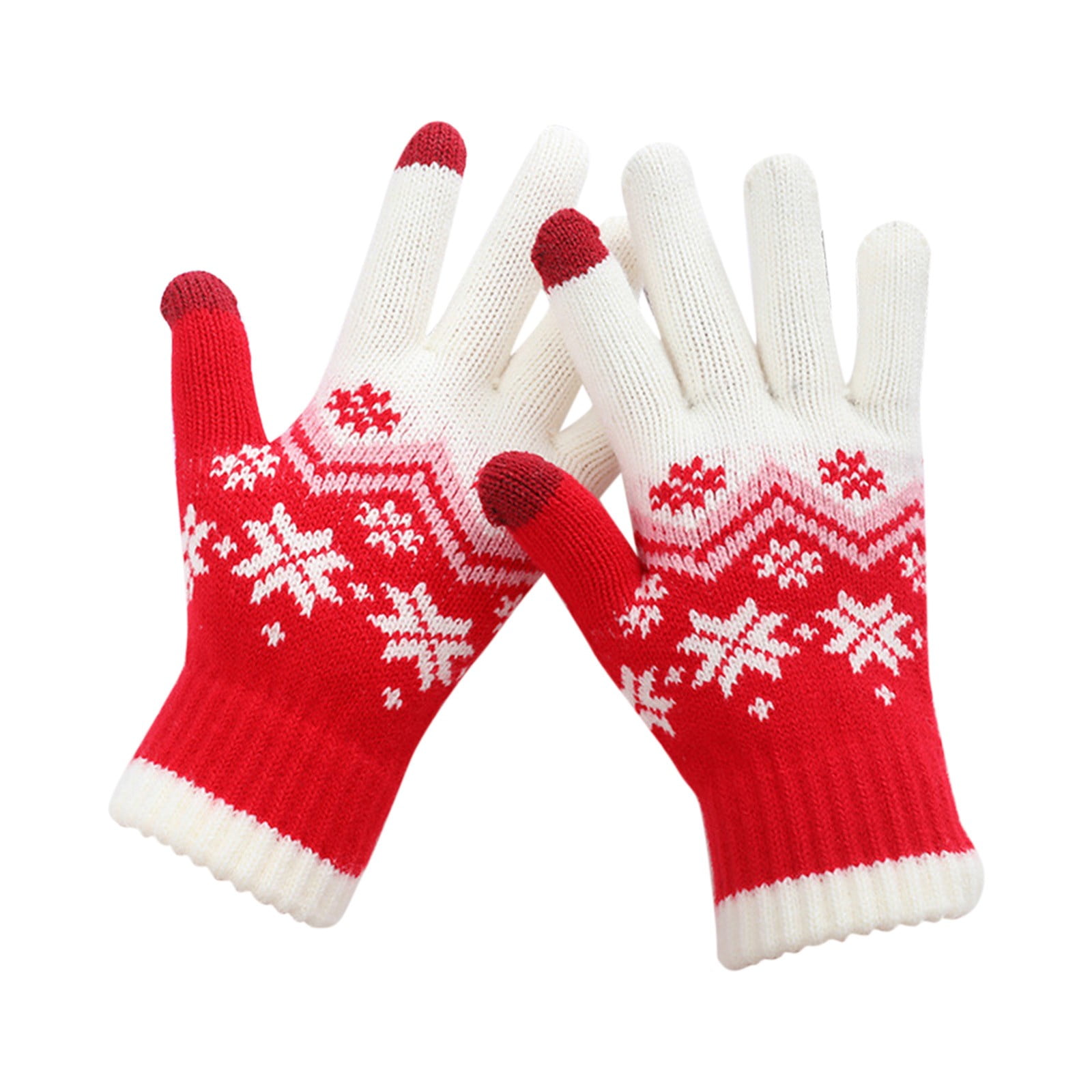 White Cotton Gloves Men Xl Women Can Enable Screen Gloves Warm Stretch  Knitted Gloves Mittens Winter Keep Warm Knitting Christmas Snowflakes  Printing Golves Students Outdoor Riding Hiking Mittens 