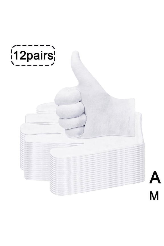 White Cotton Gloves for Dry Hands Sleeping, Breathable, Moisturizing Gloves White Cotton Glove Women for Cosmetic Moisturizing and Jewelry Inspection