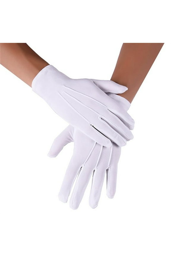 White Cotton Gloves for Men and Women, Formal Dress Gloves for Inspection, Costume, Parade, Catering, Soft and Comfortable Fit