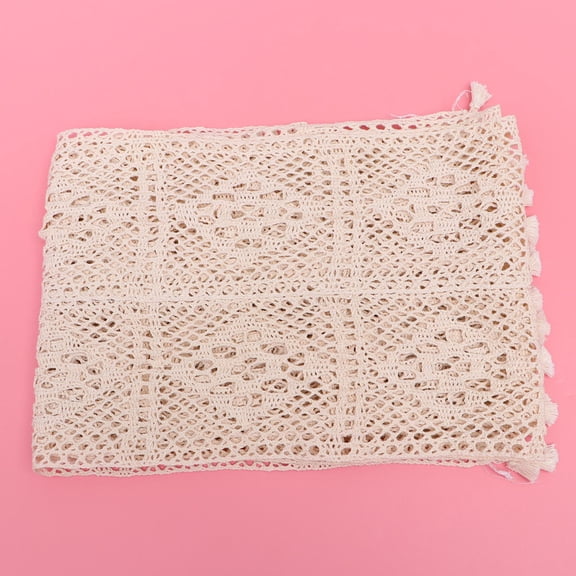 Alasum Home Use White Cotton Table Runner with Subtle Fringe and Woven Design