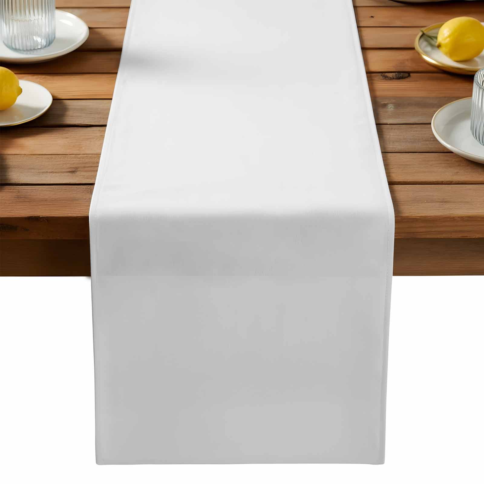 White Cotton Linen Table Runner for Dining Kitchen, Modern Simple White Backdrop Wedding Outdoor Party Tablerunners Decoration, Dresser Scarf Coffee Tablecloth Runners 13x72 Inches