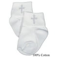 thumbnail image 1 of White Cotton OR Nylon Anklet Sock with Embroidered Cross, 1 of 1
