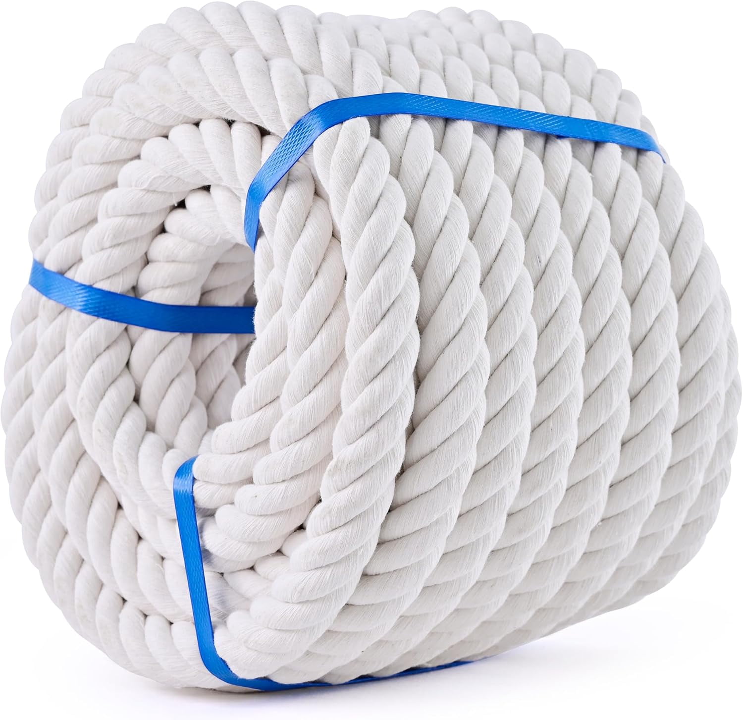 White Cotton Rope 3/4in × 50ft Natural Twisted,Available as Used for ...